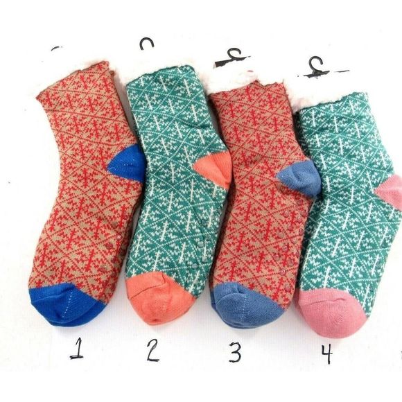 CARNIVAL FASHION Sherpa Lined Socks with Grippers 0122-027 NEW NWT - Picture 2 of 3